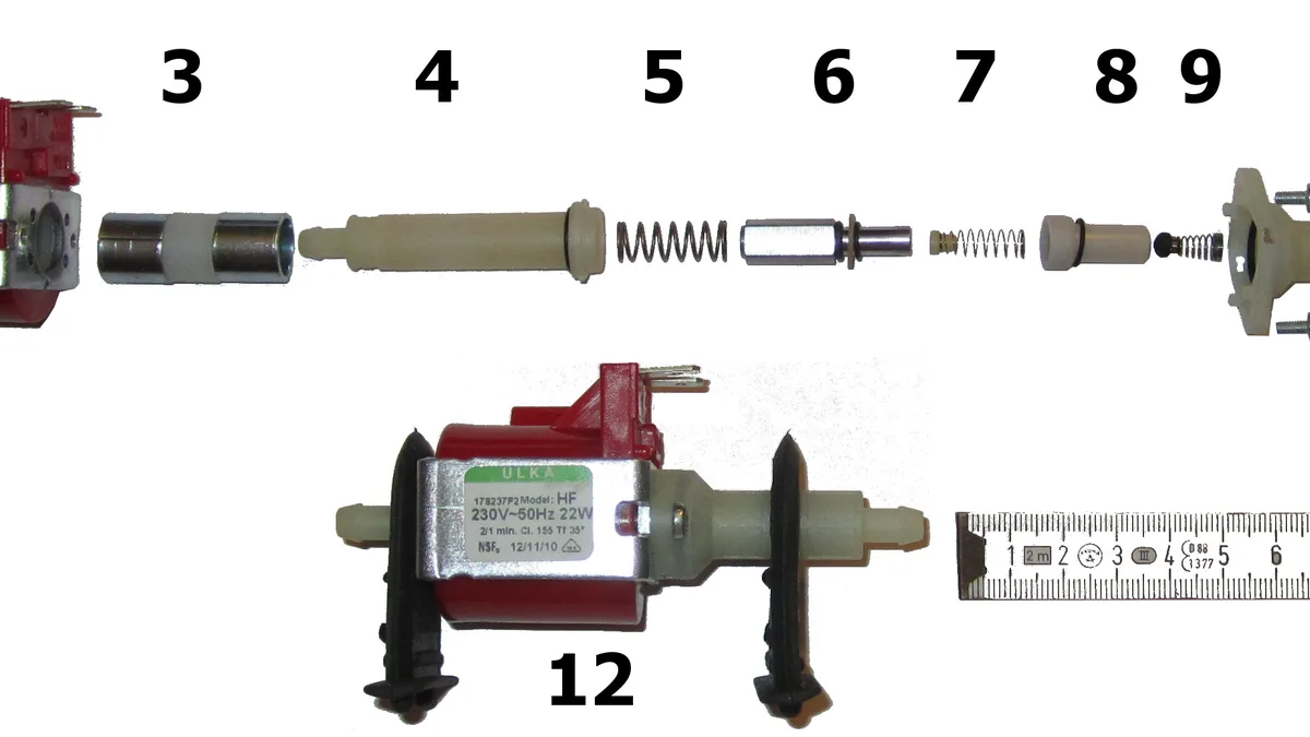 ULKA EX5 vibratory solenoid pump piston and check valve assembly